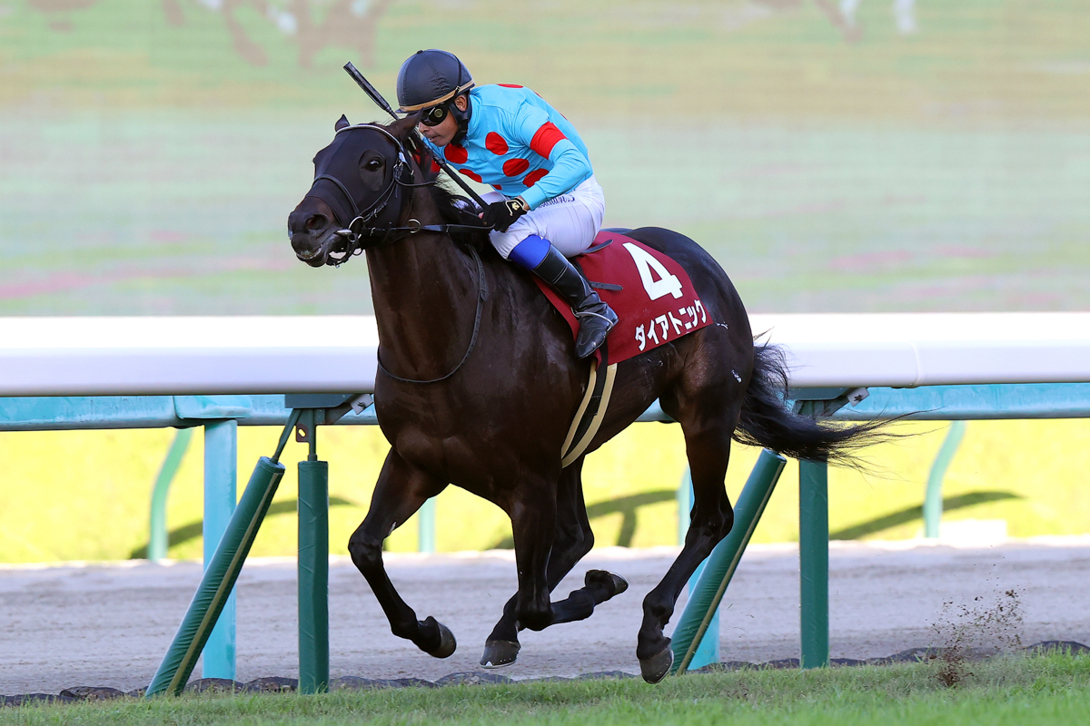 芝1400mの通算成績は9戦7勝2着1回3着1回と勝率78%、複勝率100%。ダイアトニックが最も得意な距離だ
