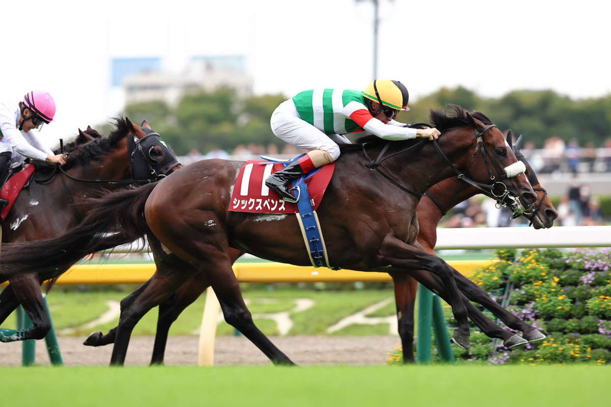 ダービー9着以来のシックスペンスが、逃げたホウオウビスケッツをゴール直前クビ差とらえた